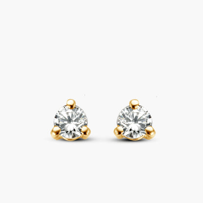 Earrings Solitaire Three geelgoud
