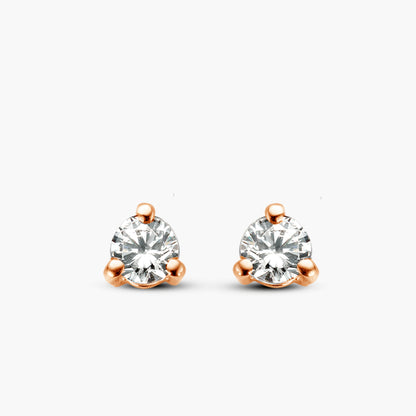 Earrings Solitaire Three roségoud