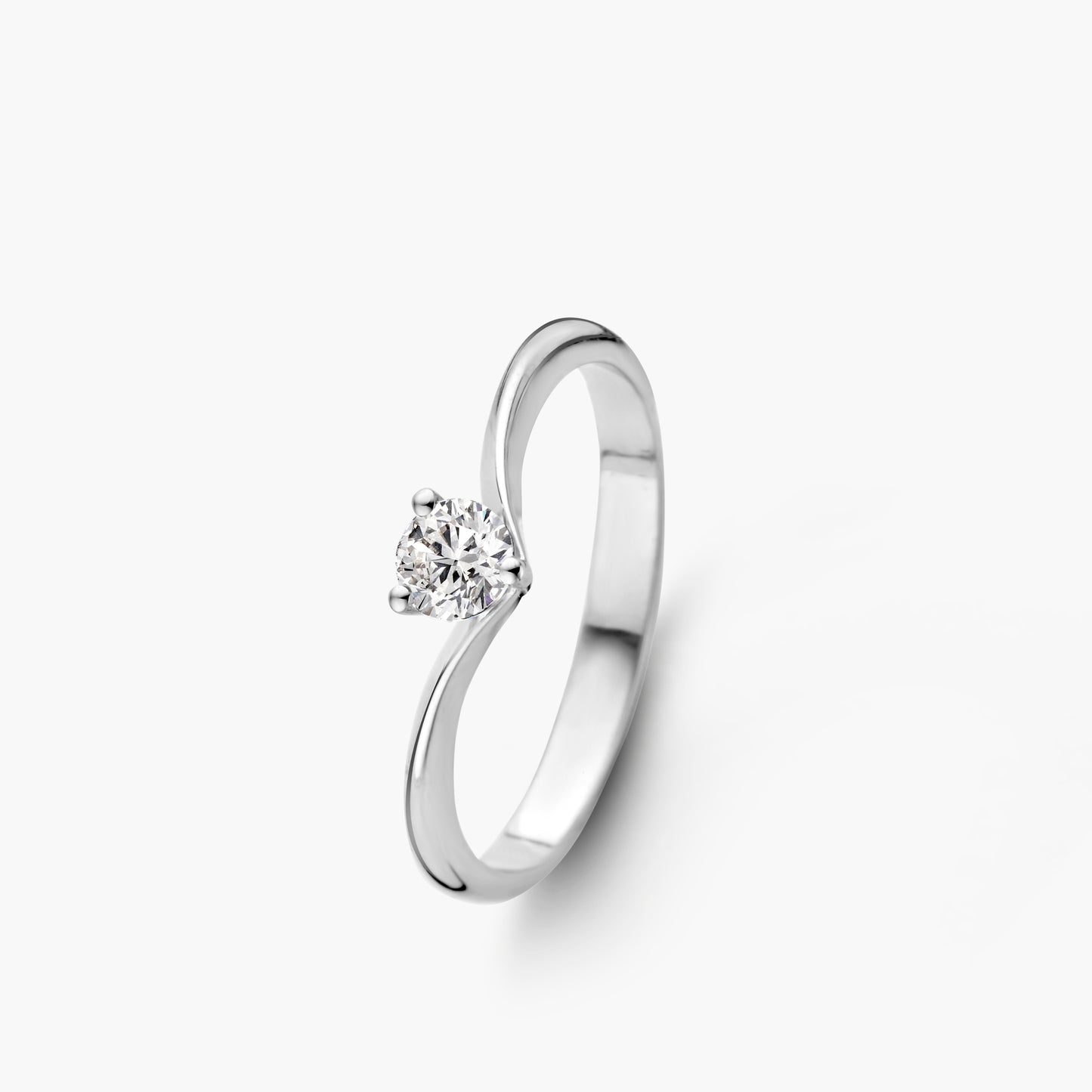 Solitaire Ring Embrace witgoud