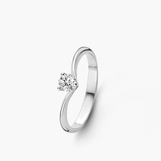 Solitaire Ring Embrace witgoud