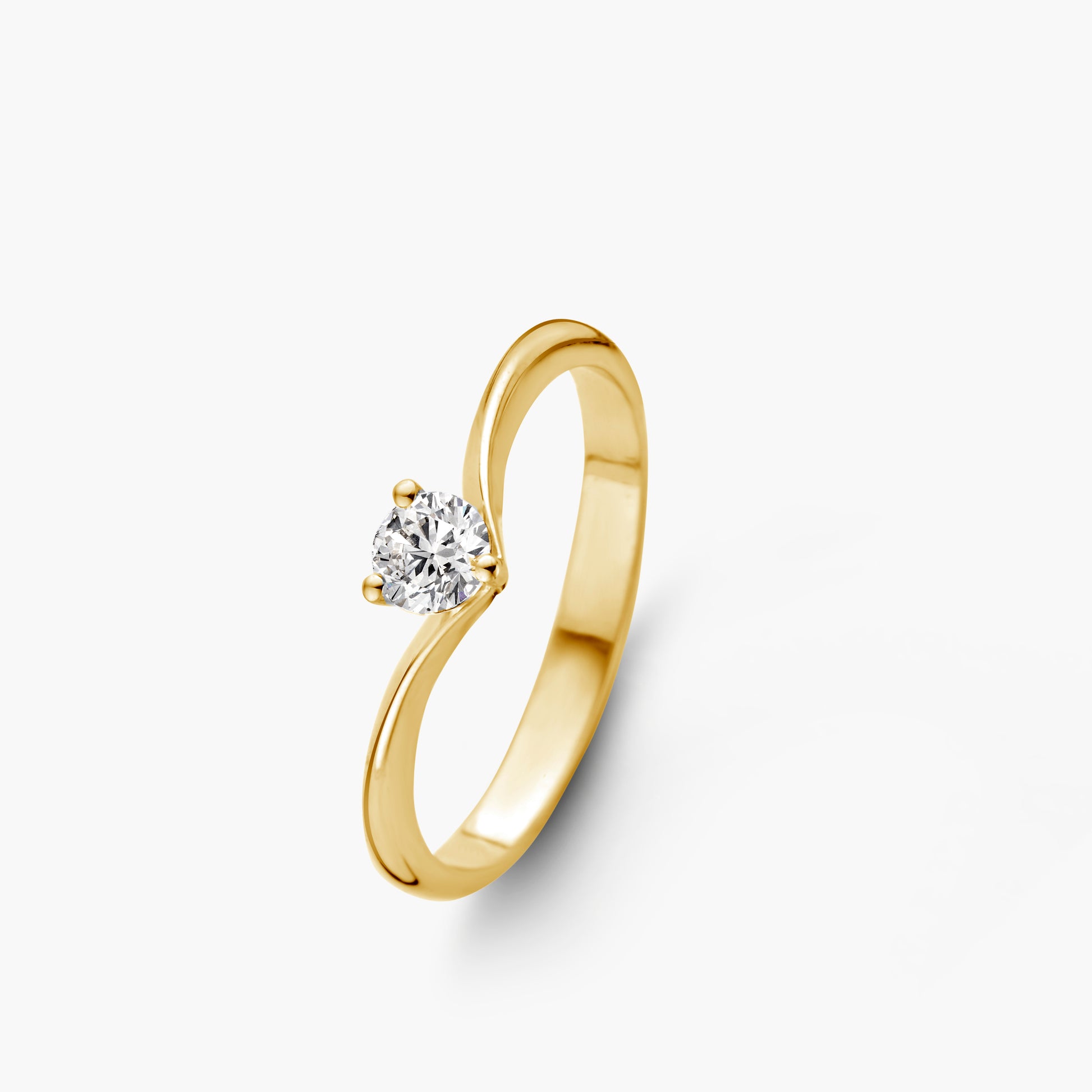 Solitaire Ring Embrace geelgoud