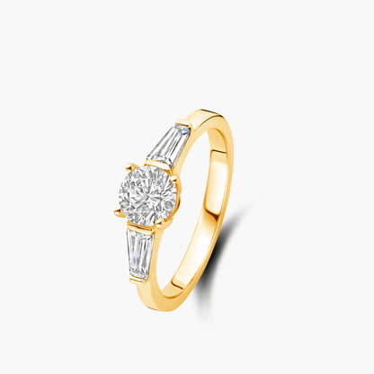 Trilogie Ring Art Deco geel goud