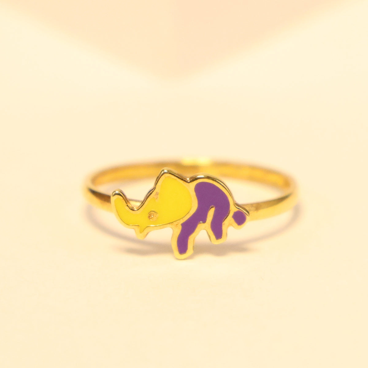 9 karaat Kids geel/paarse olifant ring