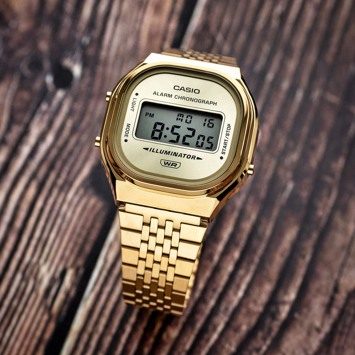 Casio horloge A140WEG-9AEF vintage afgeronde gold