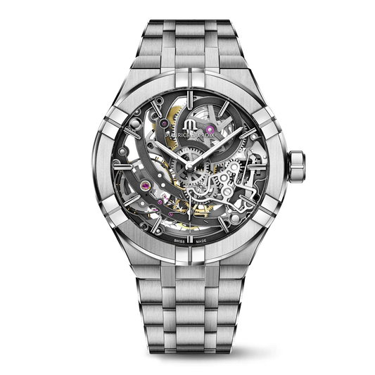 Maurice Lacroix AIKON Automatic skeleton Manufacture AI6028-SS002-030-1 stalen band opengewerkte wijzerplaat manufacture horloge