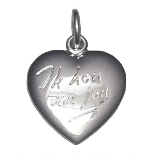 Tresor zilveren hartje hanger "ik hou van jou" B167