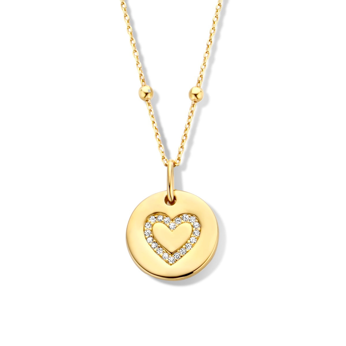 Naiomy Moments vergulde zilveren hartjes Ketting B1A02