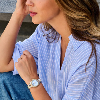 Rodania horloge dames Montreux R10002 bicolor diamond parelmoer