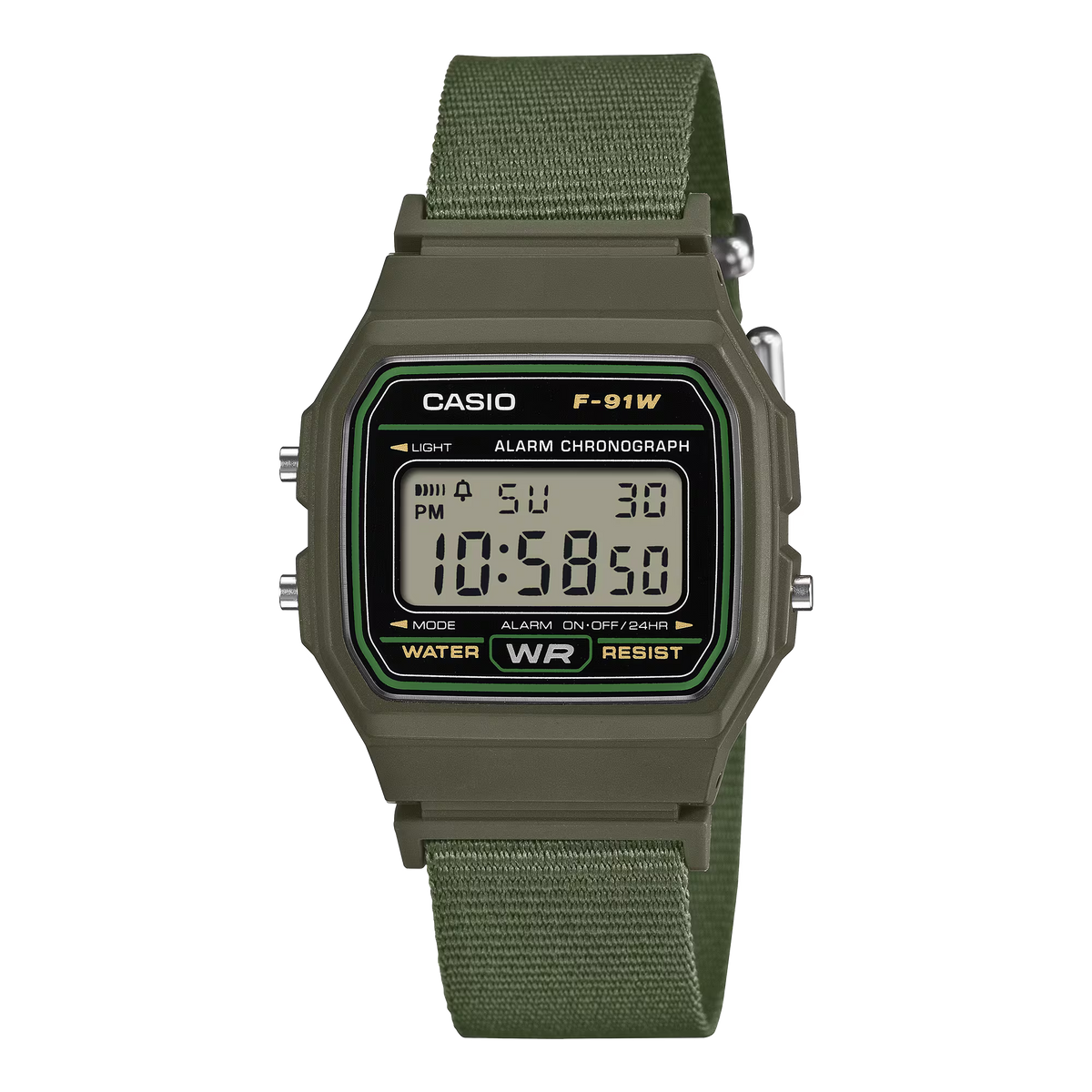Casio horloge F-91WF-3AEF Nylon kaki green