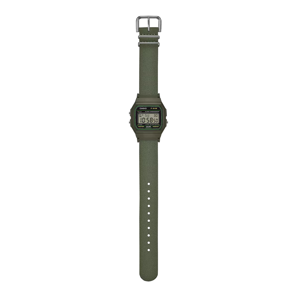 Casio horloge F-91WF-3AEF Nylon kaki green
