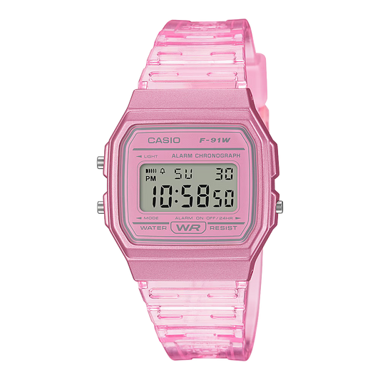 Casio horloge unisex F-91S-4EF timeless roze