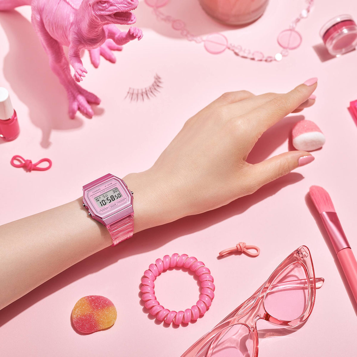 Casio horloge unisex F-91S-4EF timeless roze