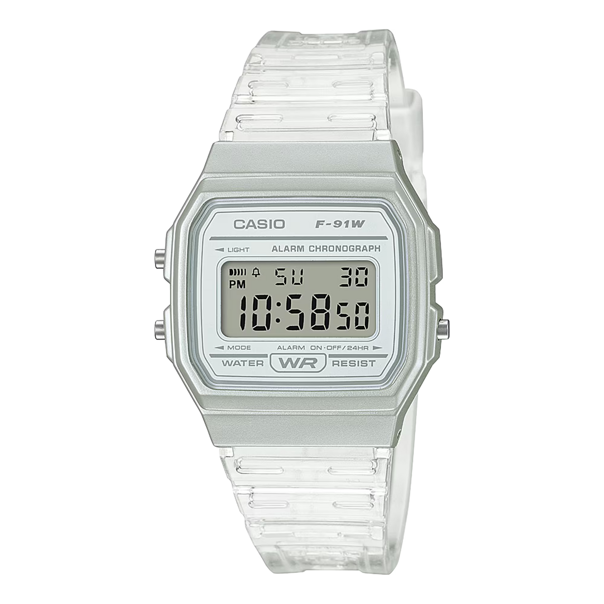 Casio horloge unisex F-91S-7EF timeless transparant wit