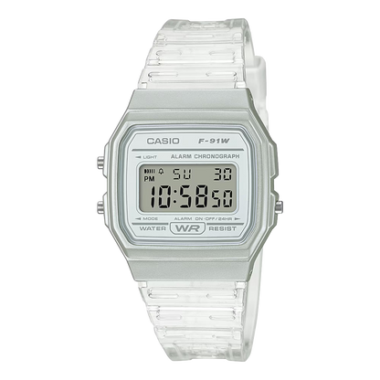 Casio horloge unisex F-91S-7EF timeless transparant wit