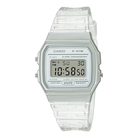 Casio horloge unisex F-91S-7EF timeless transparant wit