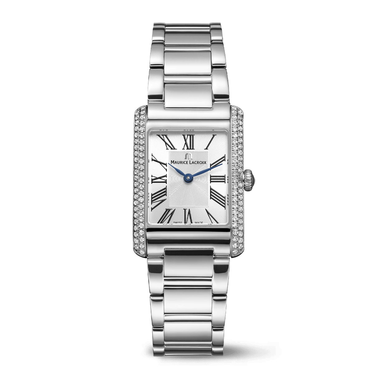 Maurice Lacroix FIABA Square Quartz 94 Diamonds FA1205-SD502-110-1 stalen band zilveren wijzerplaat diamanten kast