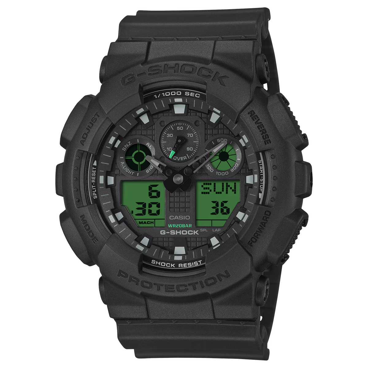 Casio G-shock horloge GA-100BEG-1AER zwart electro groen