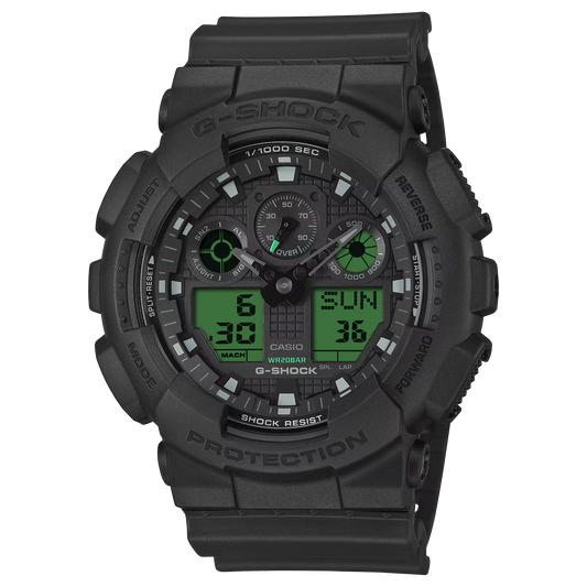 Casio G-shock horloge GA-100BEG-1AER zwart electro groen