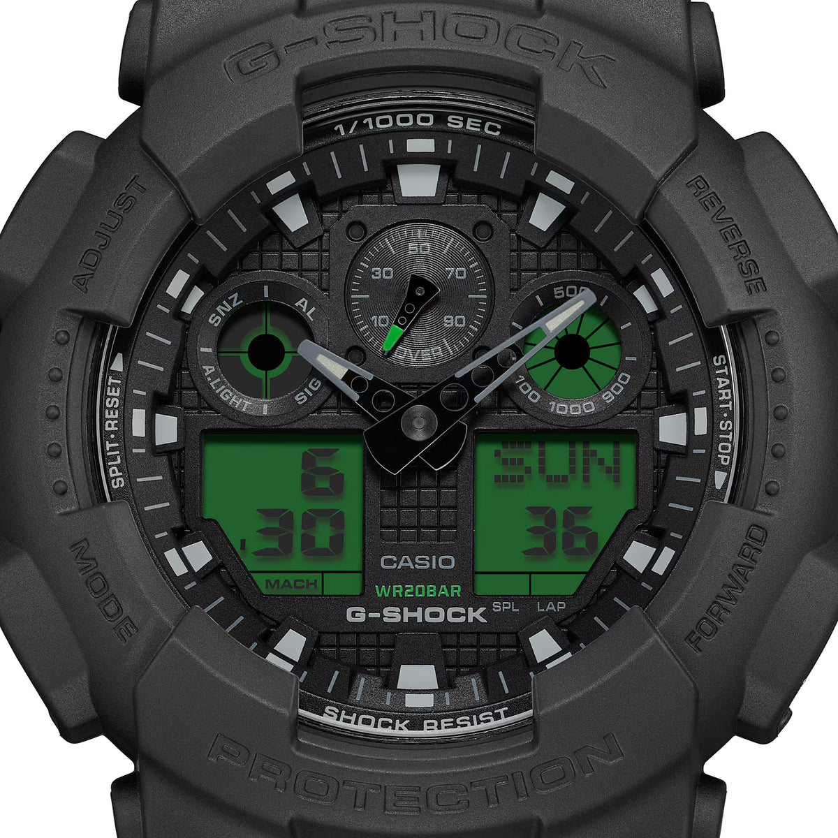 Casio G-shock horloge GA-100BEG-1AER zwart electro groen