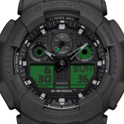 Casio G-shock horloge GA-100BEG-1AER zwart electro groen