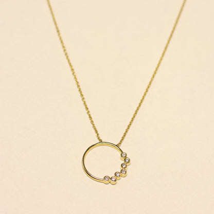Geel gouden Ketting 18 karaat cirkel briljantjes 065086/A