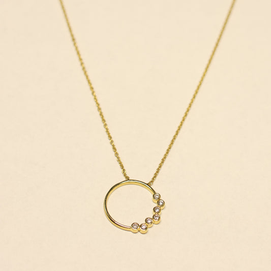 Geel gouden Ketting 18 karaat cirkel briljantjes 065086/A