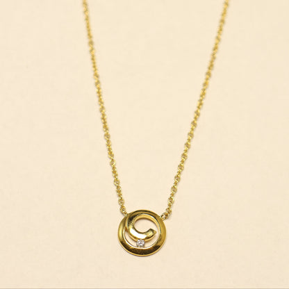 Geel gouden Ketting 18 karaat ronde hanger briljant 061022A