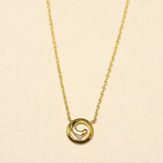 Geel gouden Ketting 18 karaat ronde hanger briljant 061022A