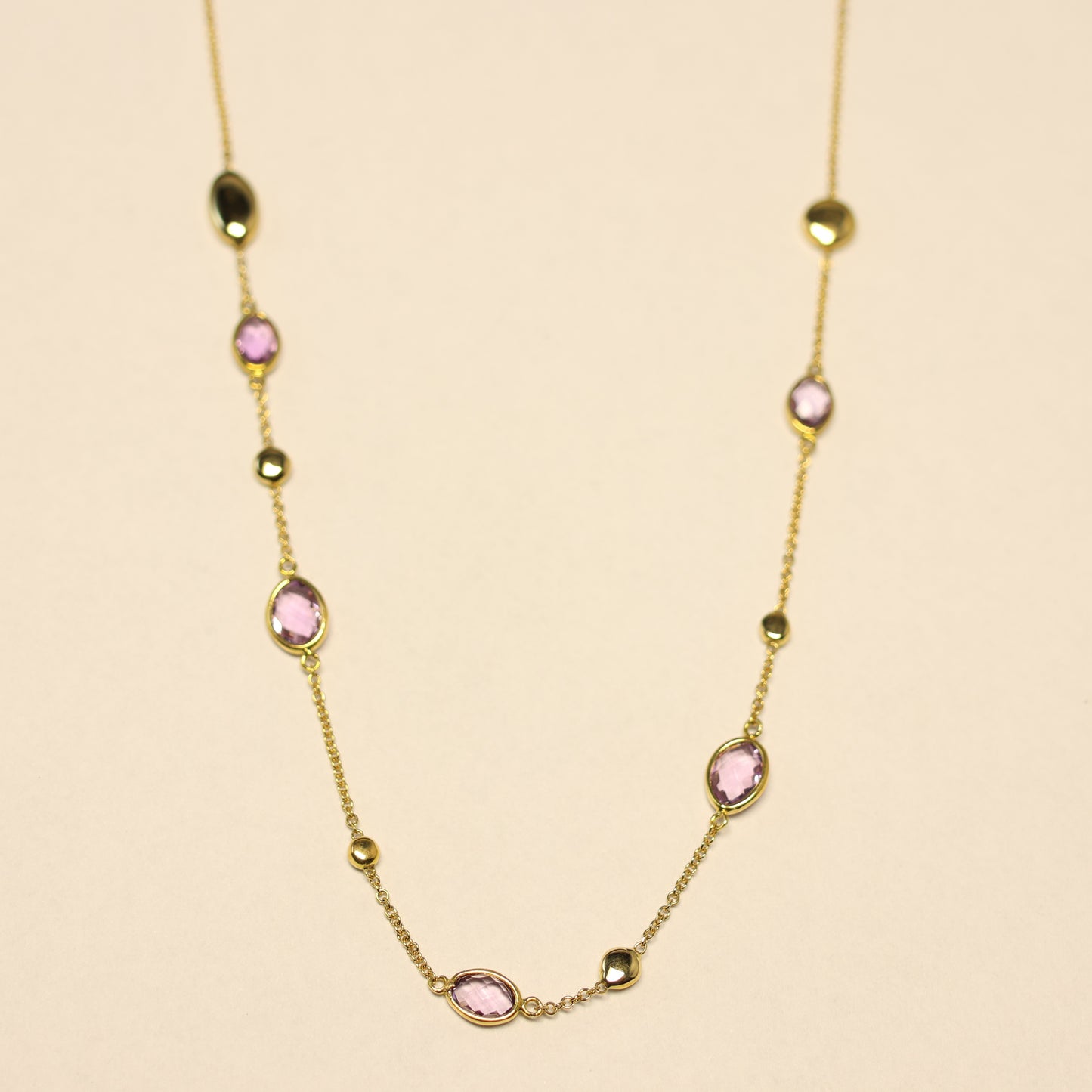 Geel gouden ketting 18 karaat amethist 054836B