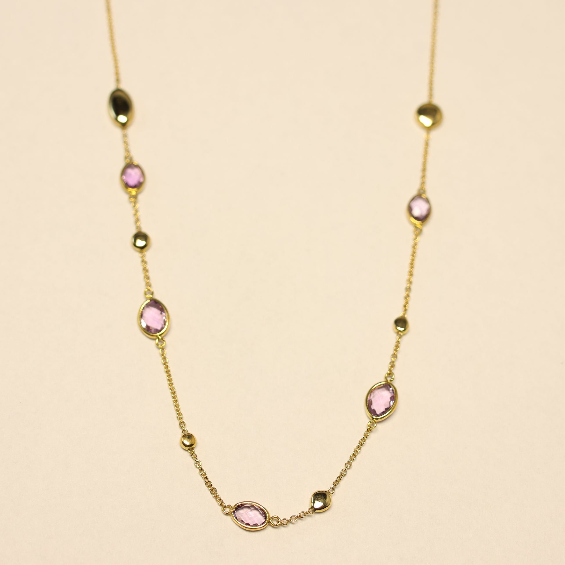 Geel gouden ketting 18 karaat amethist 054836B