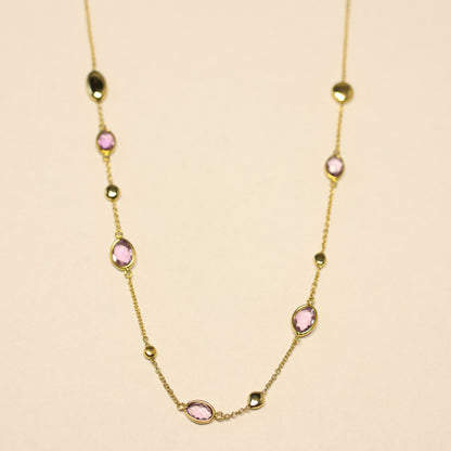 Geel gouden ketting 18 karaat amethist 054836B