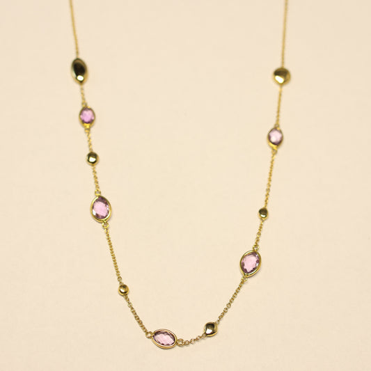 Geel gouden ketting 18 karaat amethist 054836B