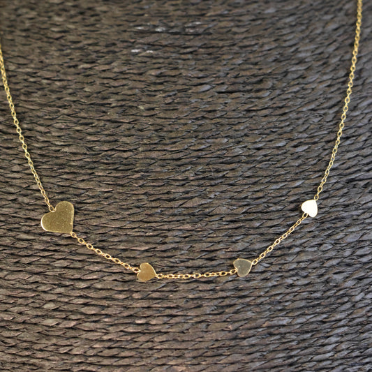 Geelgouden ketting 18 karaat hartjes 065162/42