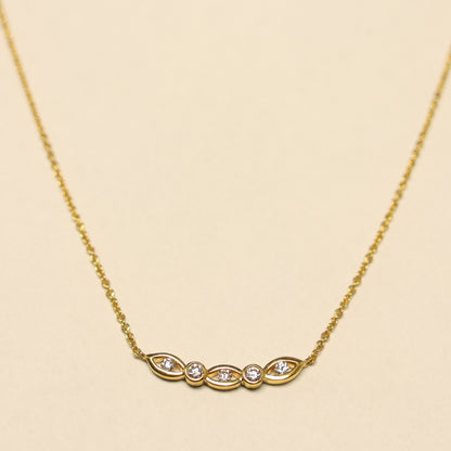 Geelgouden ketting briljant oogjes charm 063625A