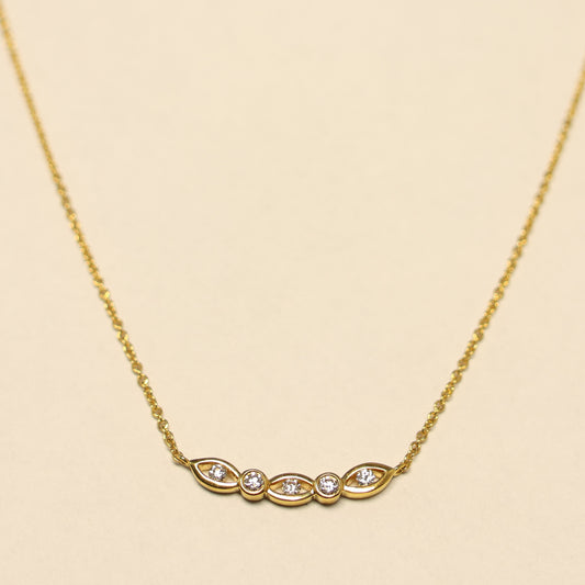 Geelgouden ketting briljant oogjes charm 063625A