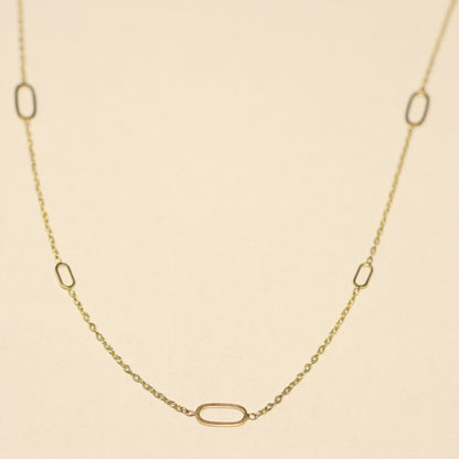 Ketting 18 karaat geel goud ovalen tussenstukken 068057/45