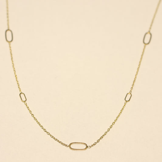 Ketting 18 karaat geel goud ovalen tussenstukken 068057/45