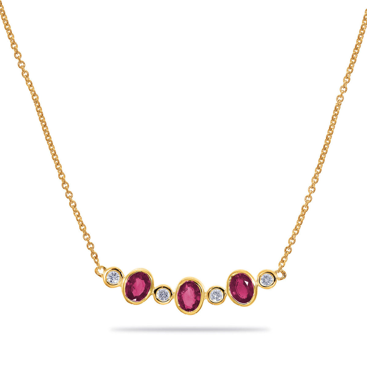 Ketting geel goud 18 karaat briljant robijn charm 068539RA