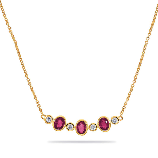 Ketting geel goud 18 karaat briljant robijn charm 068539RA