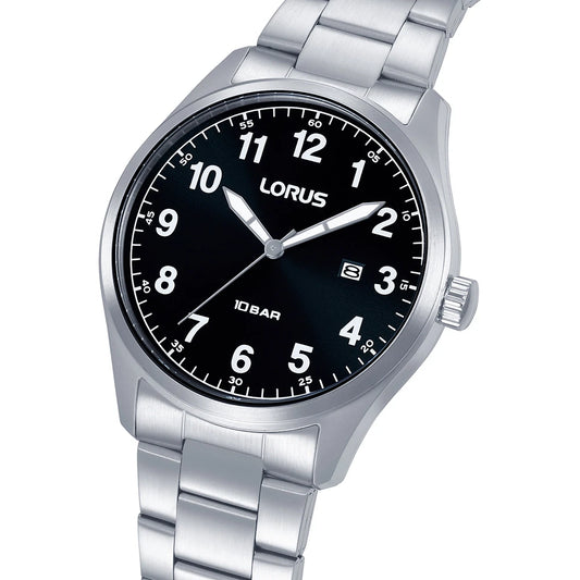 Lorus RH971SX9 horloge heren stalen band zwart duidelijke cijfers