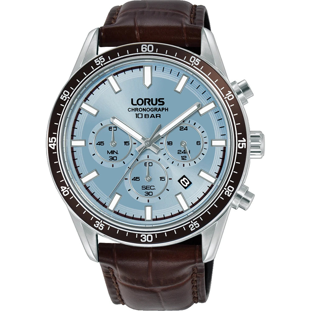 Lorus sport RT351LX9 chronograaf ice-blue dial leren band
