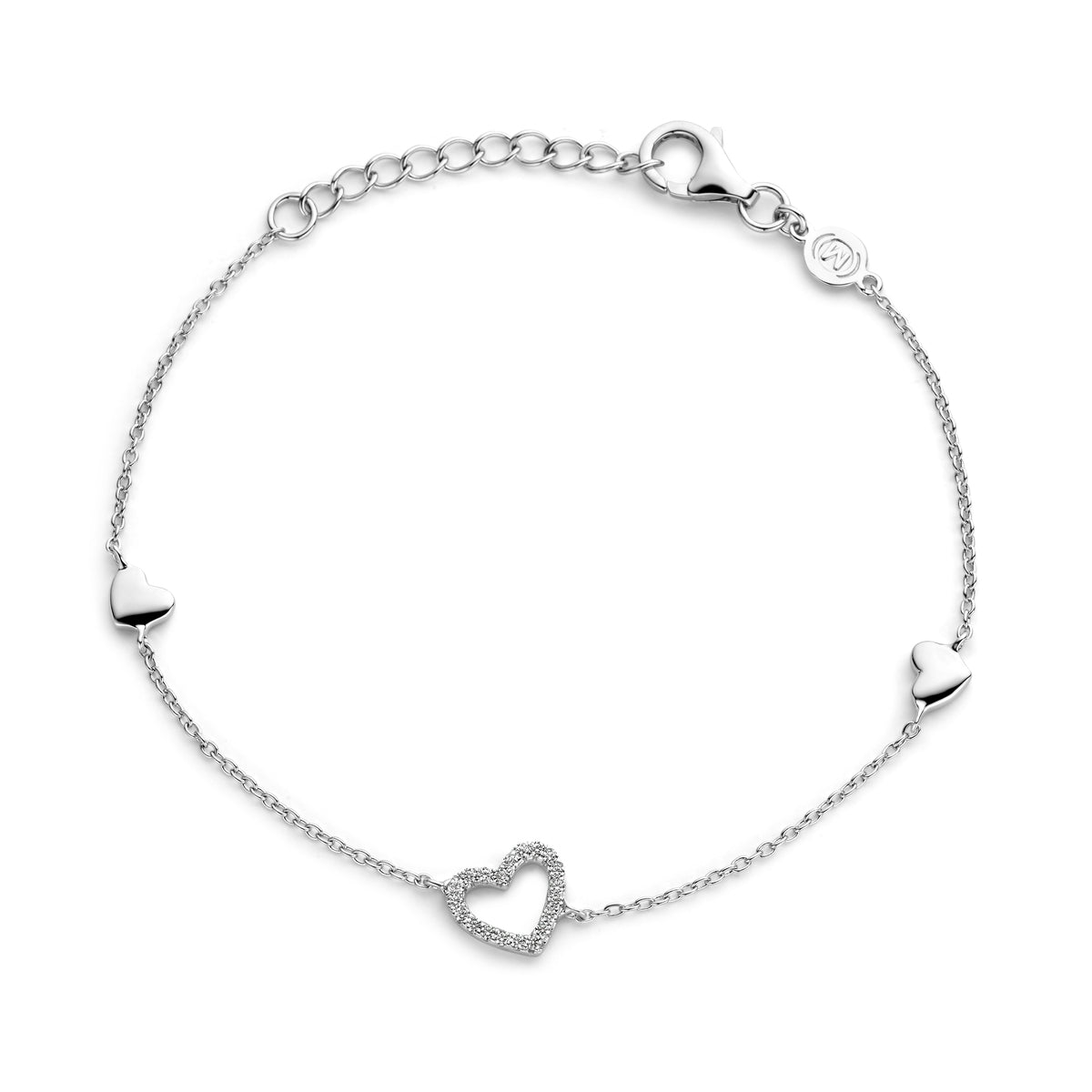 Bracelet Naiomy en argent avec cœurs N2X64