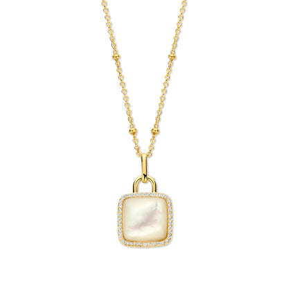 Naiomy Silver vergulde ketting met hanger met parelmoer N5I52