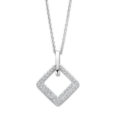 Naiomy zilveren ketting met vierkante hanger N5K64
