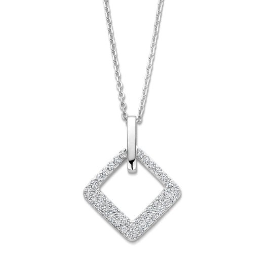 Naiomy zilveren ketting met vierkante hanger N5K64