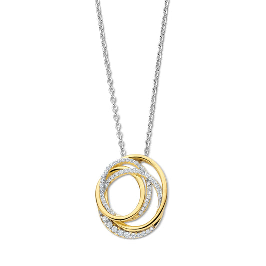 Naiomy zilveren ketting met bicolor open cirkel hanger N5P65