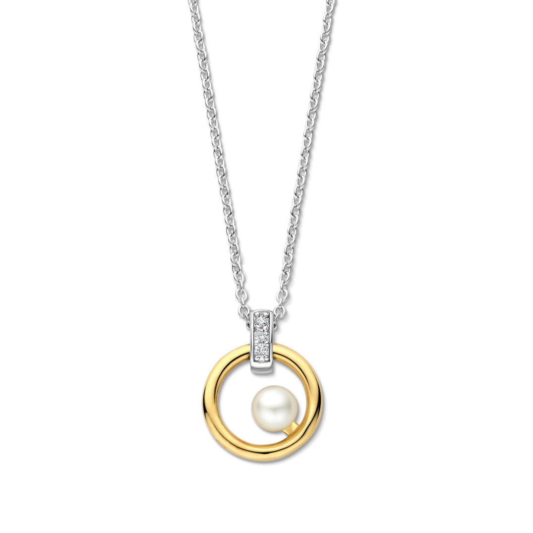 Naiomy zilveren ketting met bicolor parel hanger N5P67