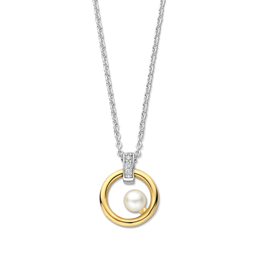 Naiomy zilveren ketting met bicolor parel hanger N5P67