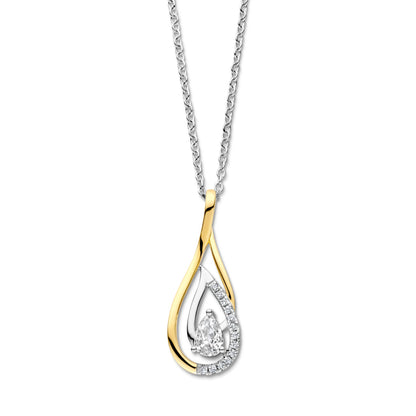 Naiomy zilveren ketting met bicolor druppel hanger N5P70