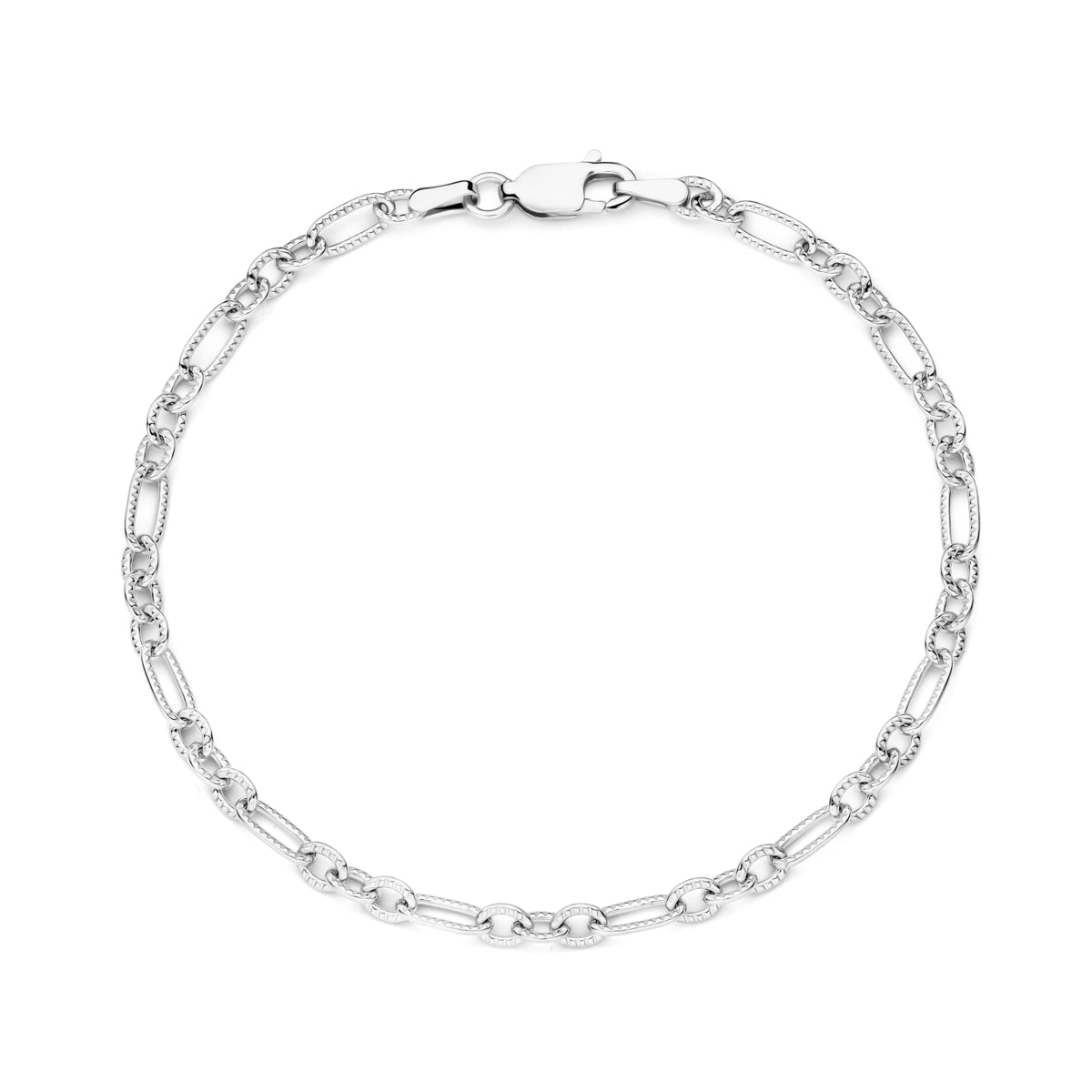 Naiomy silver zilveren armband met geribde schakels 18cm N5R58